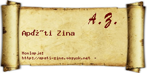 Apáti Zina névjegykártya